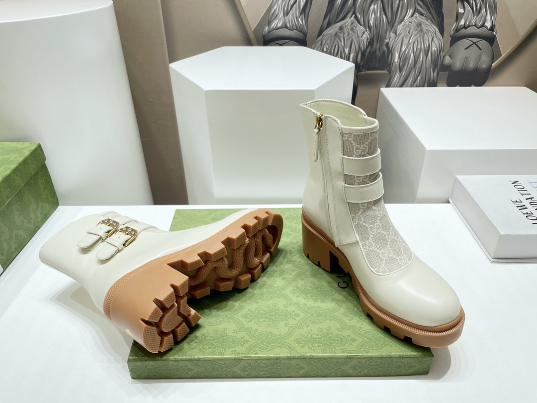 Bagsaaa Gvc*1 Trip Printed Coated-canvas And Leather Ankle Boots - White