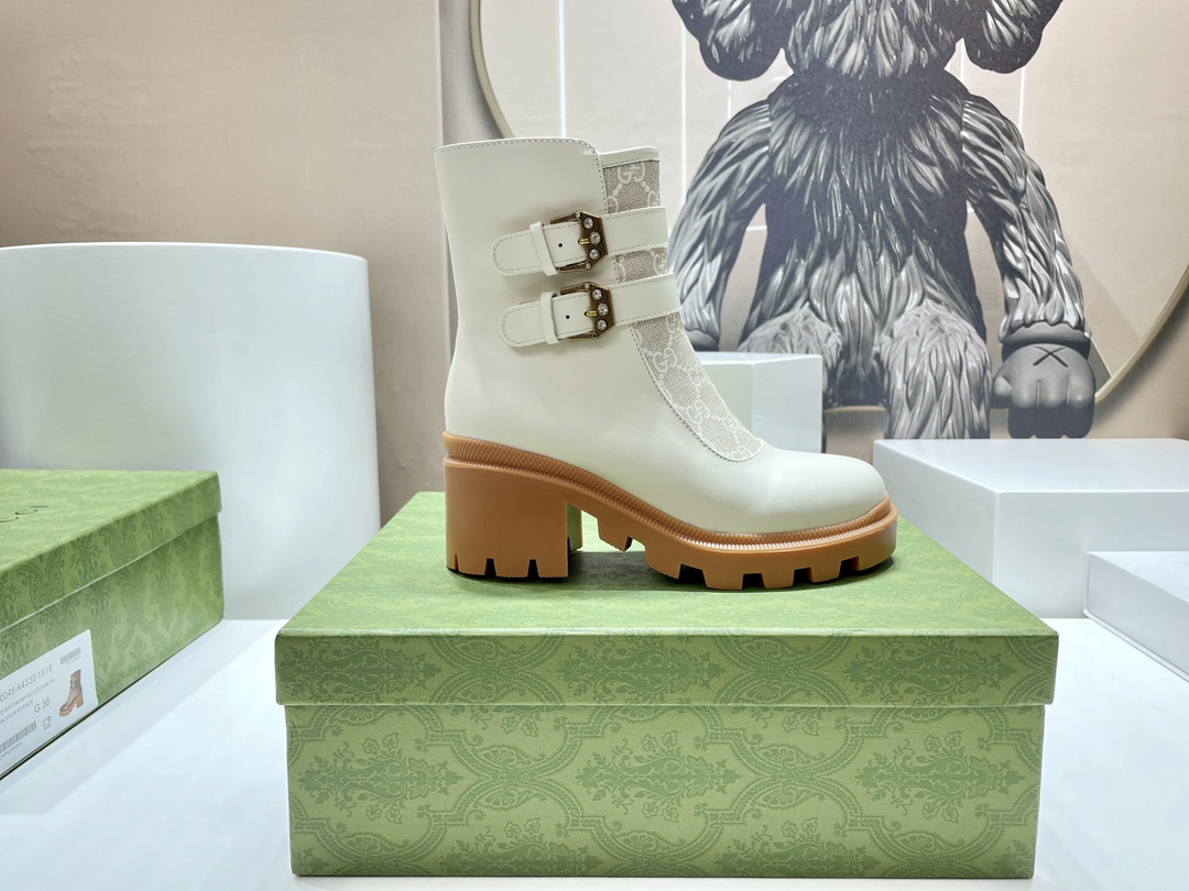 Bagsaaa Gvc*1 Trip Printed Coated-canvas And Leather Ankle Boots - White