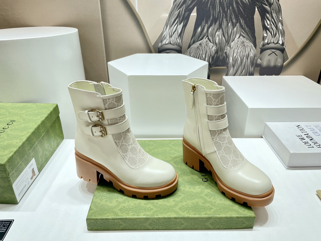 Bagsaaa Gvc*1 Trip Printed Coated-canvas And Leather Ankle Boots - White