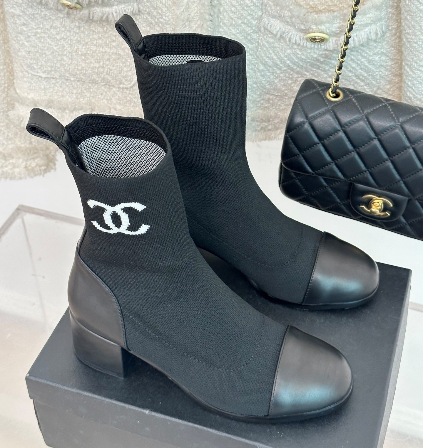 Bagsaaa Ch**el Ankle Short Boots Black