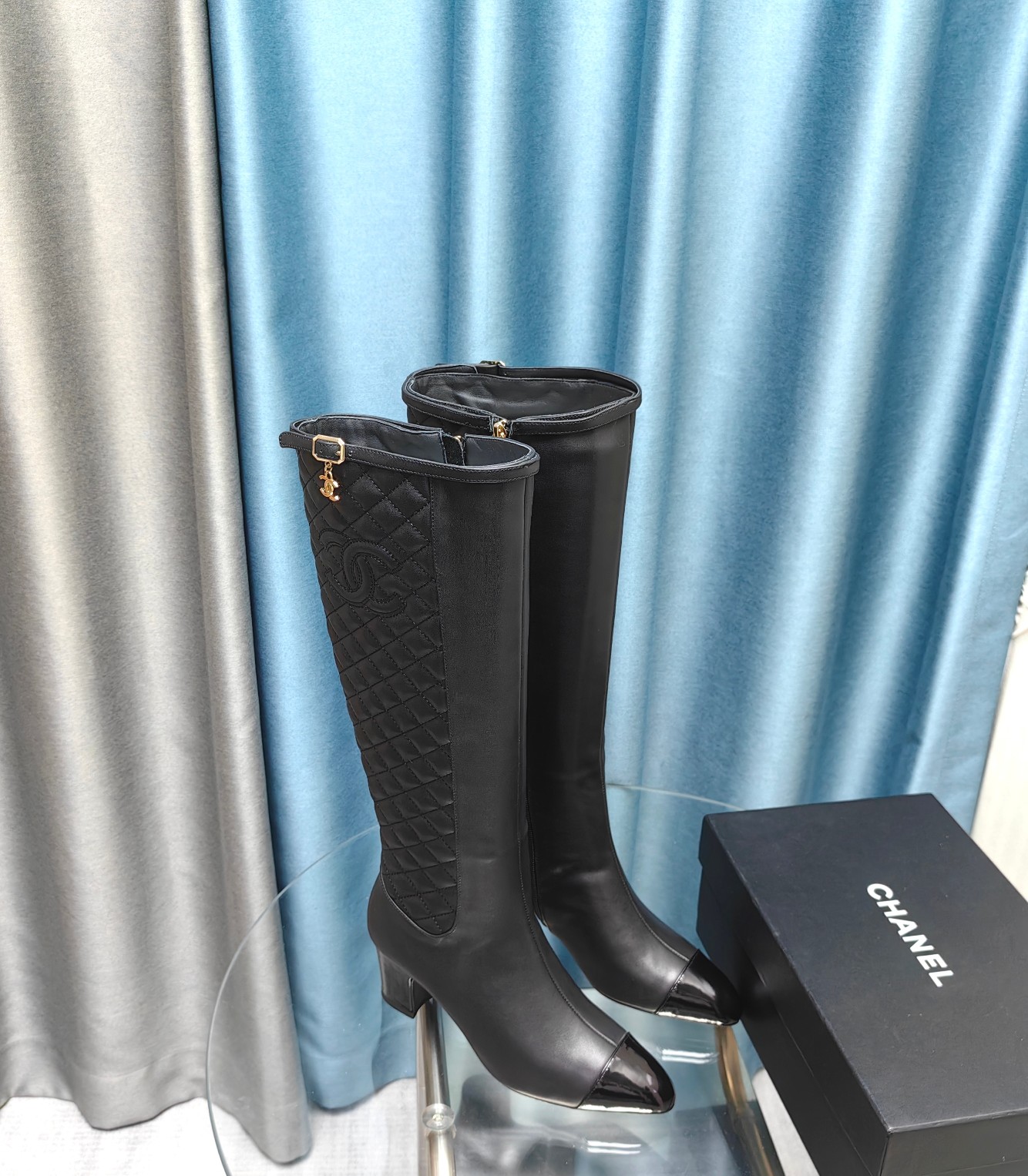 Bagsaaa Ch**el Ankle Long Black Boots