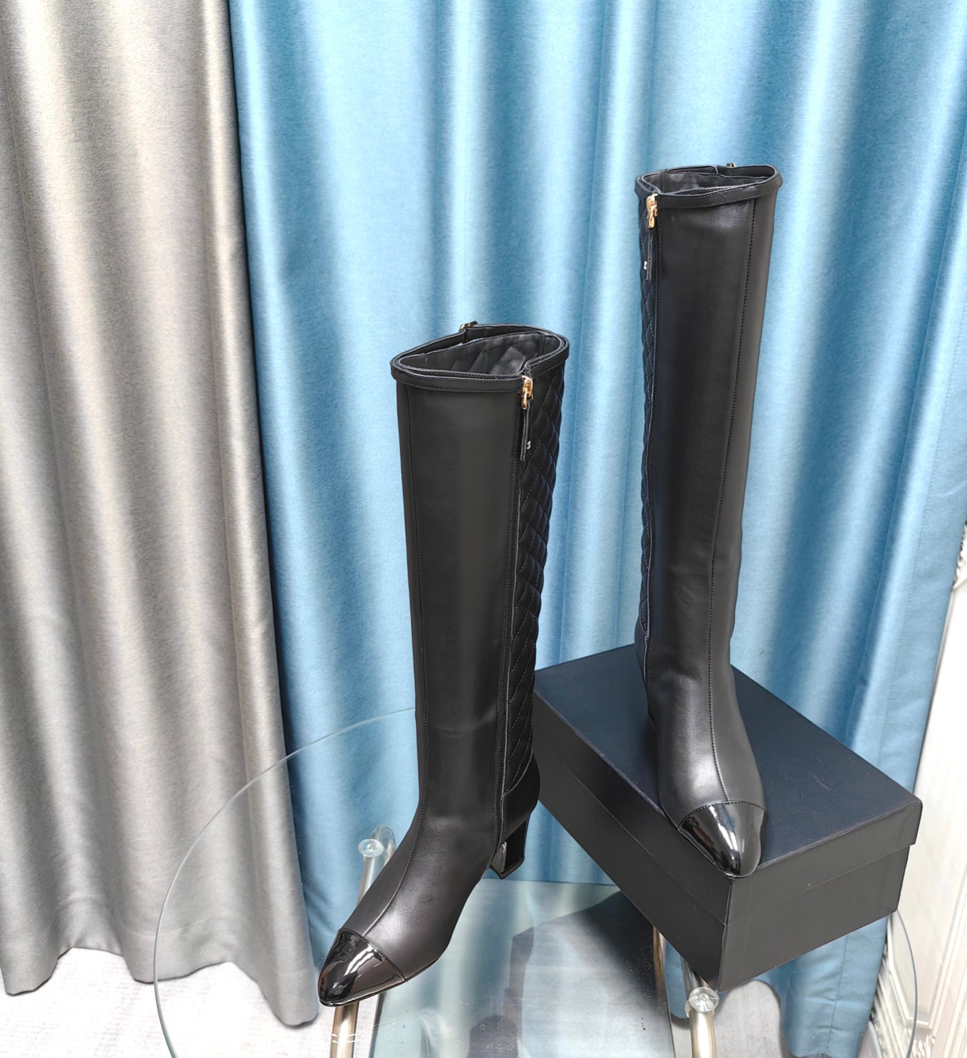Bagsaaa Ch**el Ankle Long Black Boots