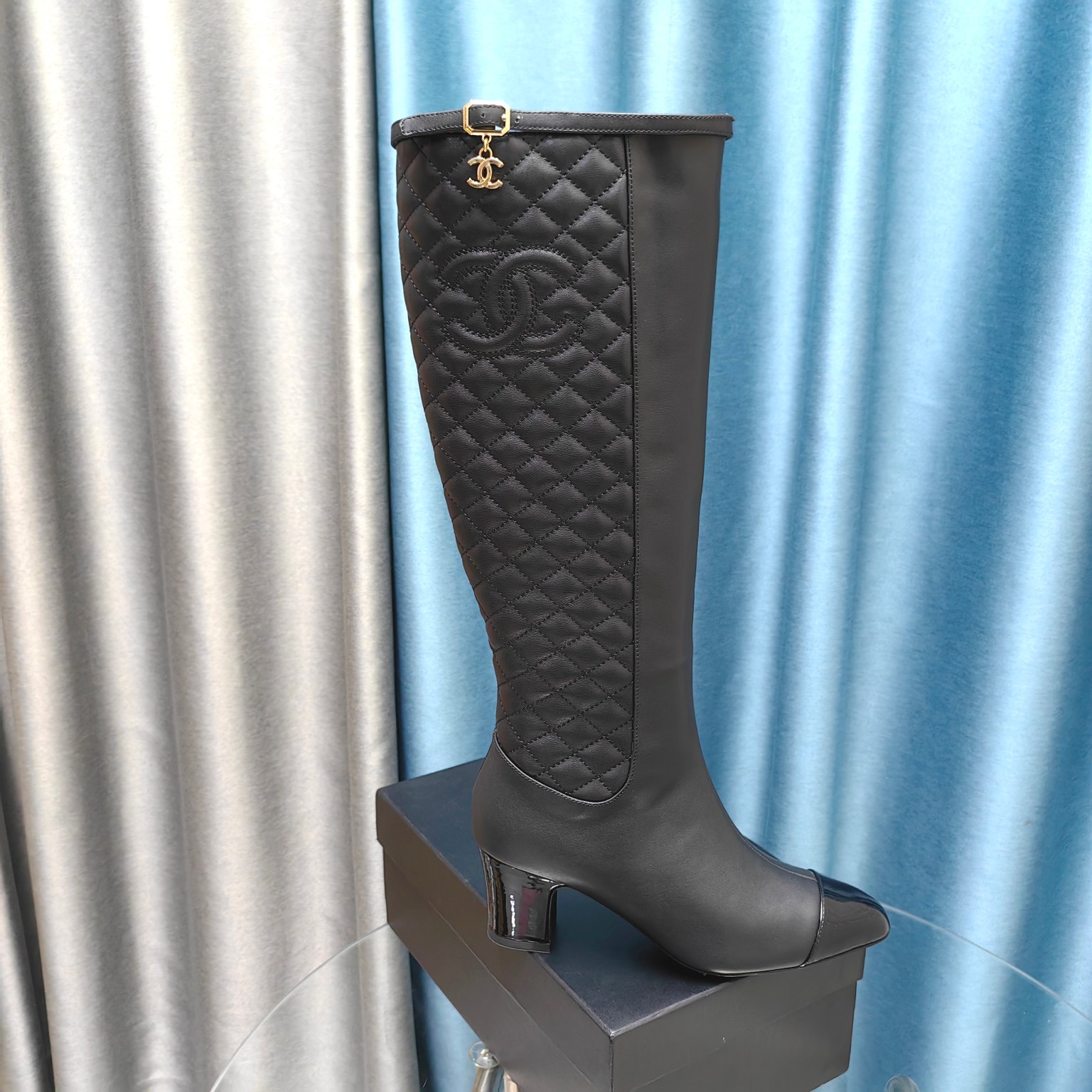 Bagsaaa Ch**el Ankle Long Black Boots