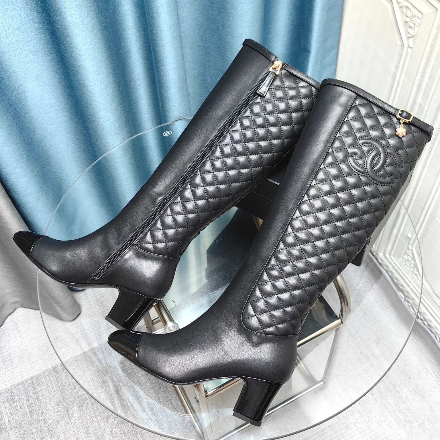 Bagsaaa Ch**el Ankle Long Black Boots