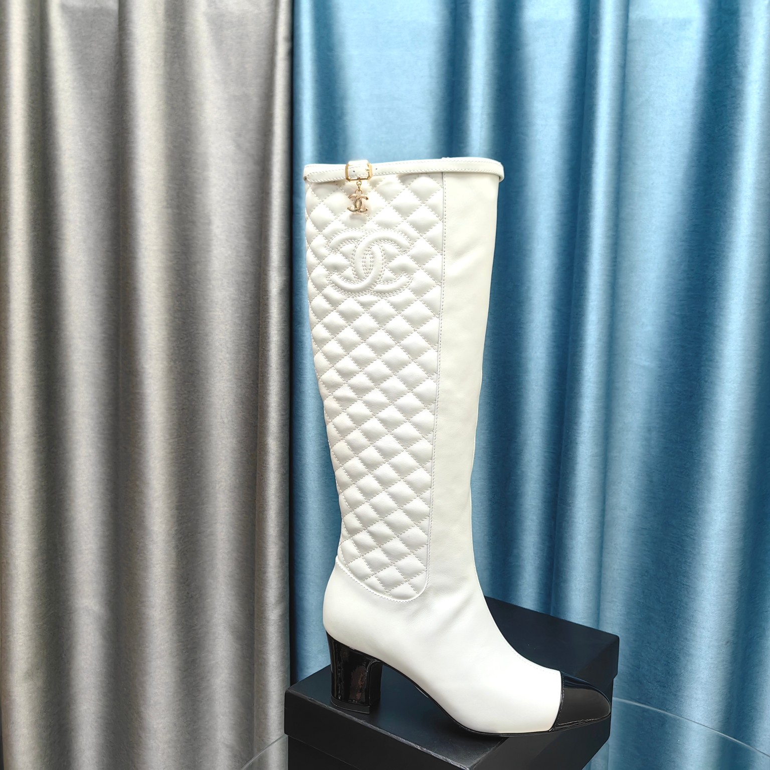 Bagsaaa Ch**el Ankle Long White Boots