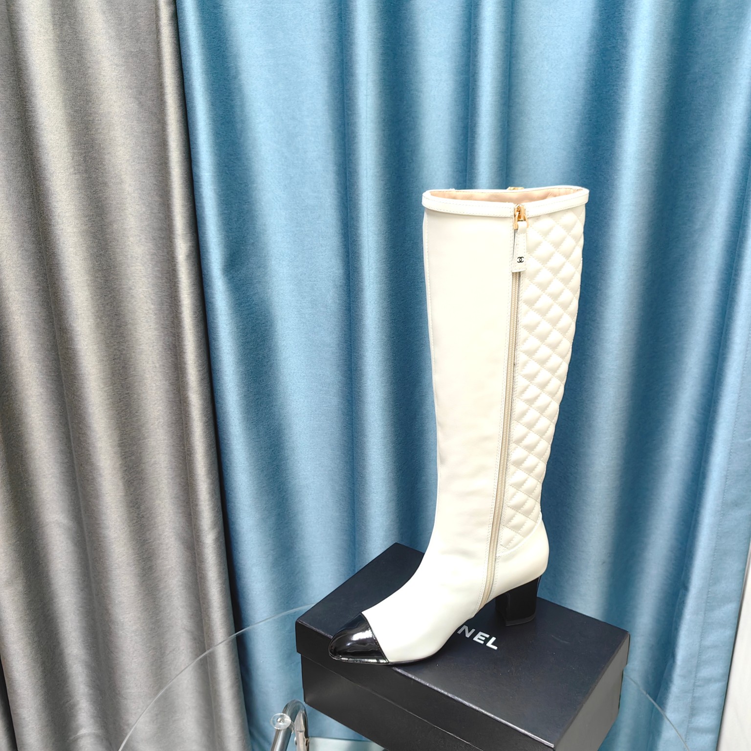 Bagsaaa Ch**el Ankle Long White Boots