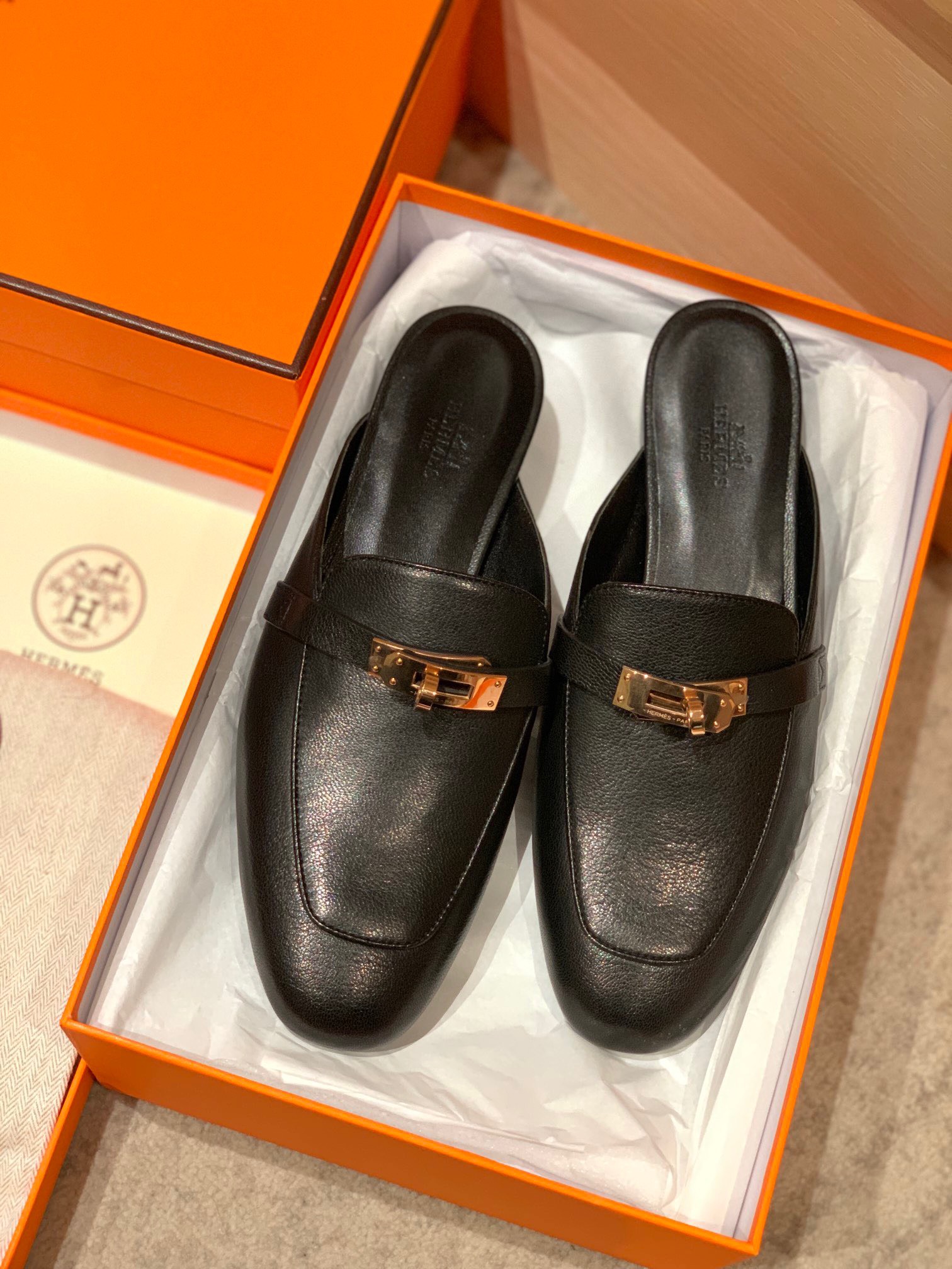 Bagsaaa H**me5 Kelly Loafers Gold Hardware
