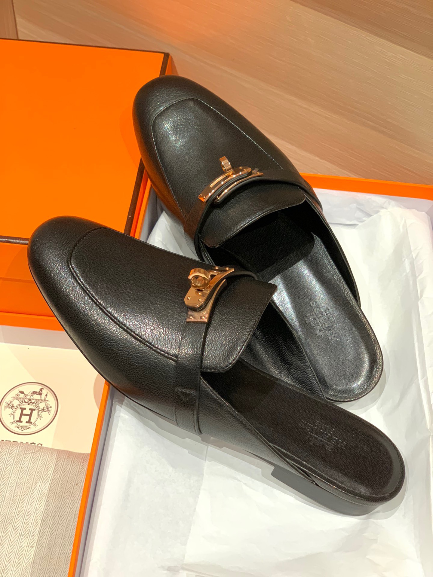 Bagsaaa H**me5 Kelly Loafers Gold Hardware