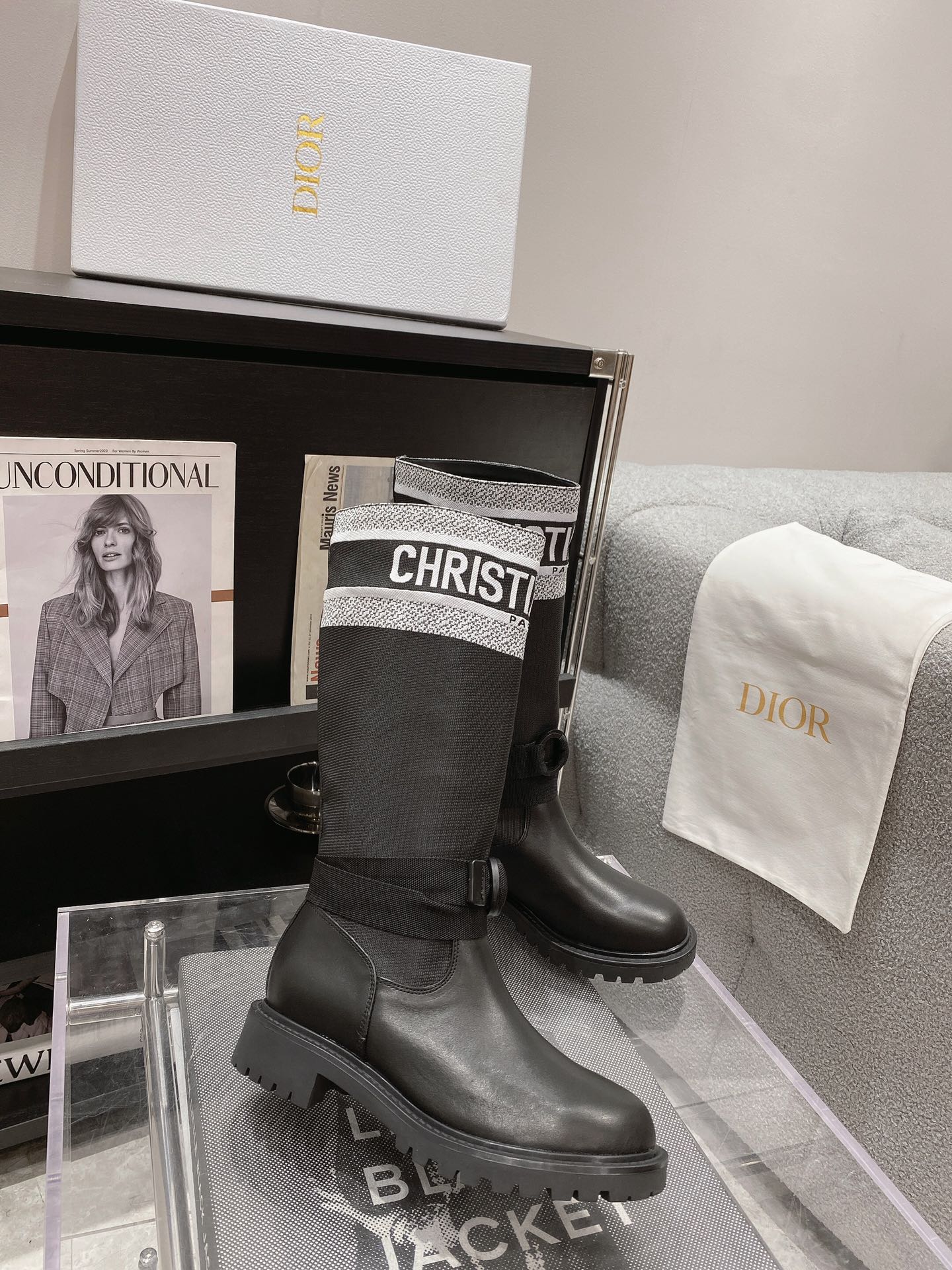 BAGSAAA D-MAJOR BOOT BLACK TECHNICAL FABRIC AND BLACK CALFSKIN