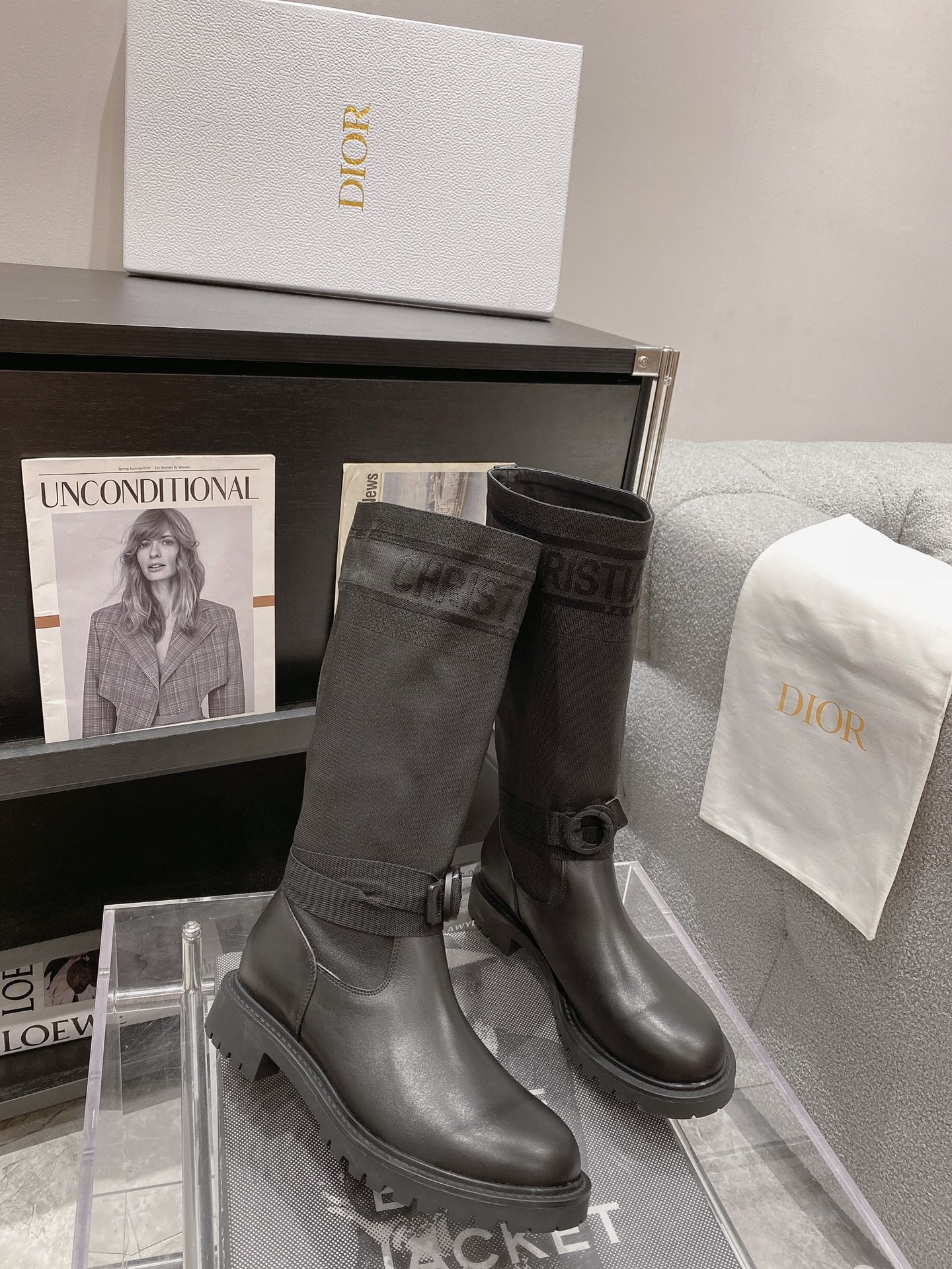 BAGSAAA D-MAJOR BOOT ALL BLACK TECHNICAL FABRIC AND BLACK CALFSKIN