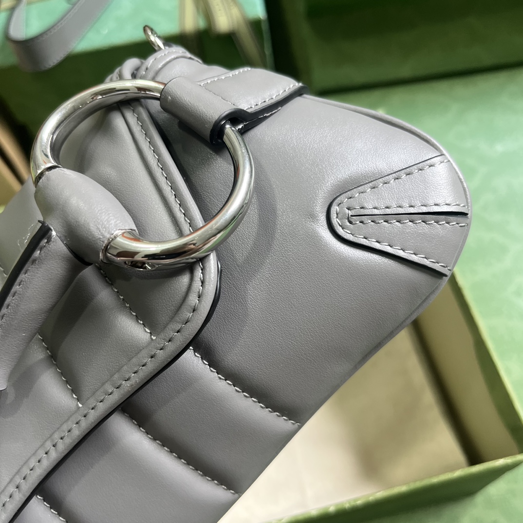 Bagsaaa Gvc*1 Horsebit Chain Small Shoulder Bag Grey Leather