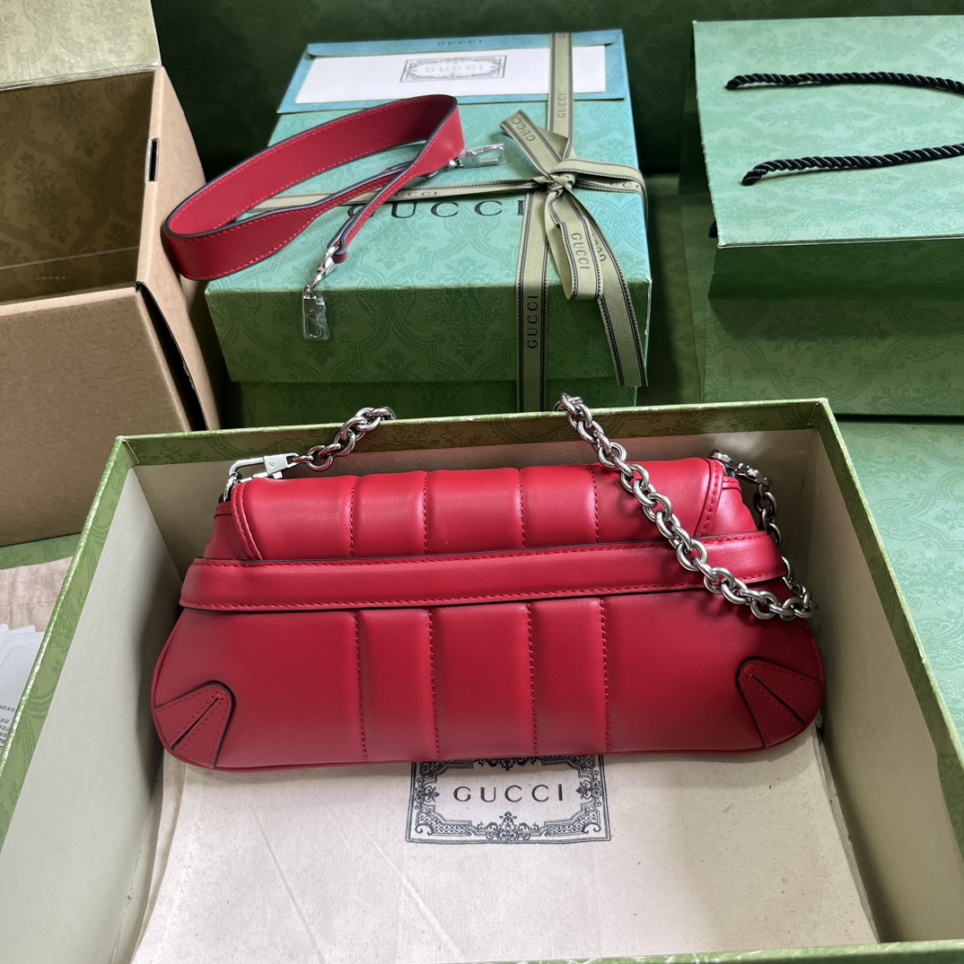 Bagsaaa Gvc*1 Horsebit Chain Small Shoulder Bag Red Leather