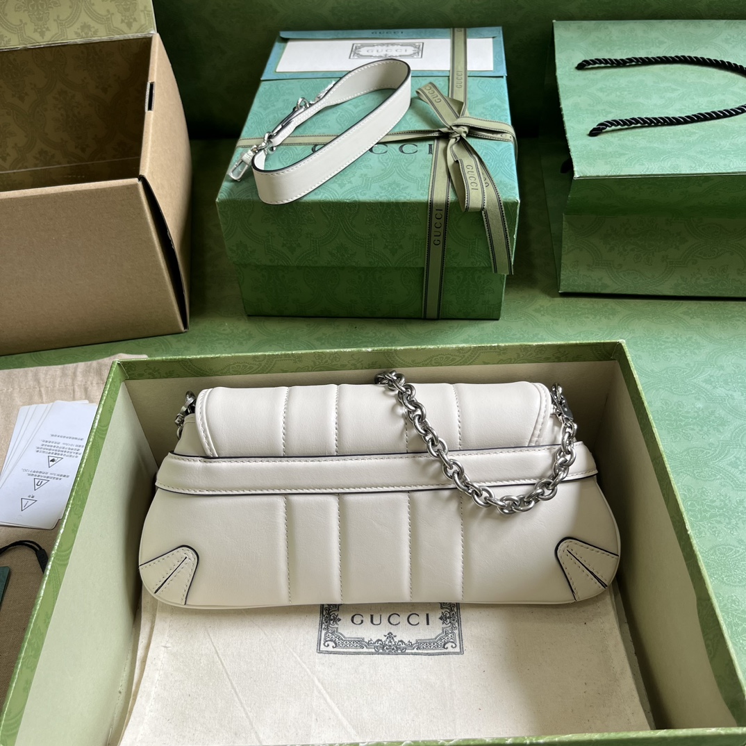 Bagsaaa Gvc*1 Horsebit Chain Small Shoulder Bag White Leather