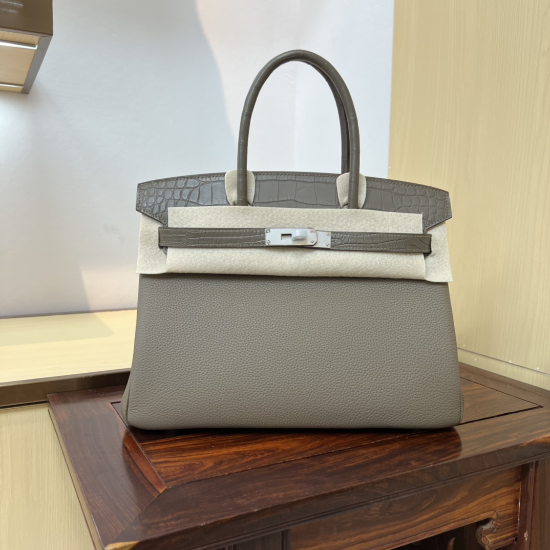 Bagsaaa H**me5 Birkin Touch Togo Grey 30