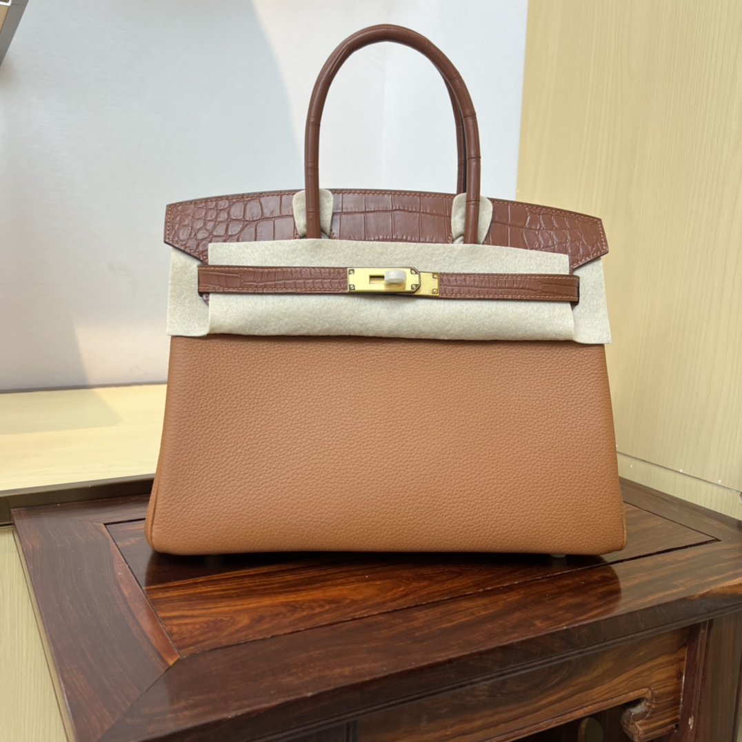 Bagsaaa H**me5 Birkin Touch Togo Brown 30
