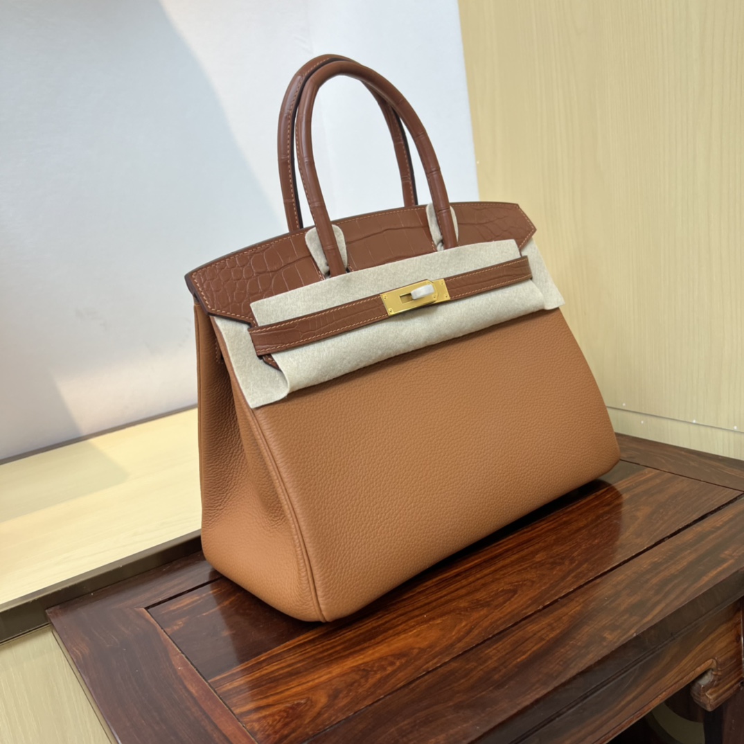 Bagsaaa H**me5 Birkin Touch Togo Brown 30