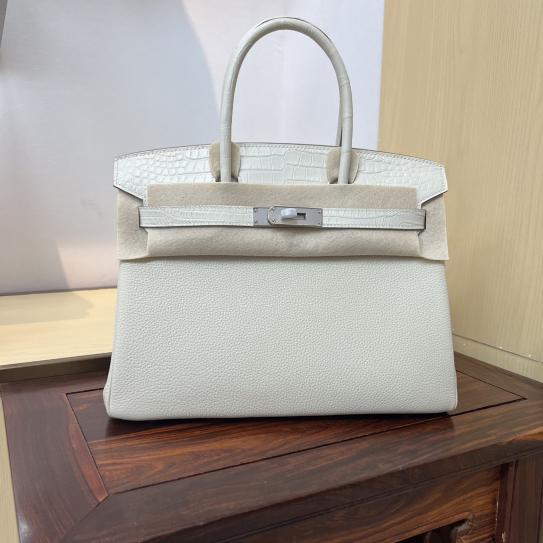 Bagsaaa H**me5 Birkin Touch Togo White 30