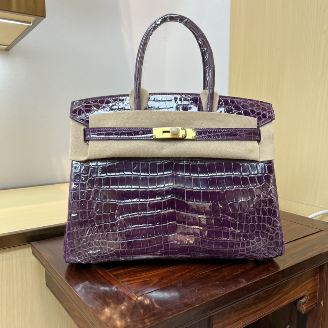 Bagsaaa H**me5 Birkin 30 Purple Birkin Crocodile 