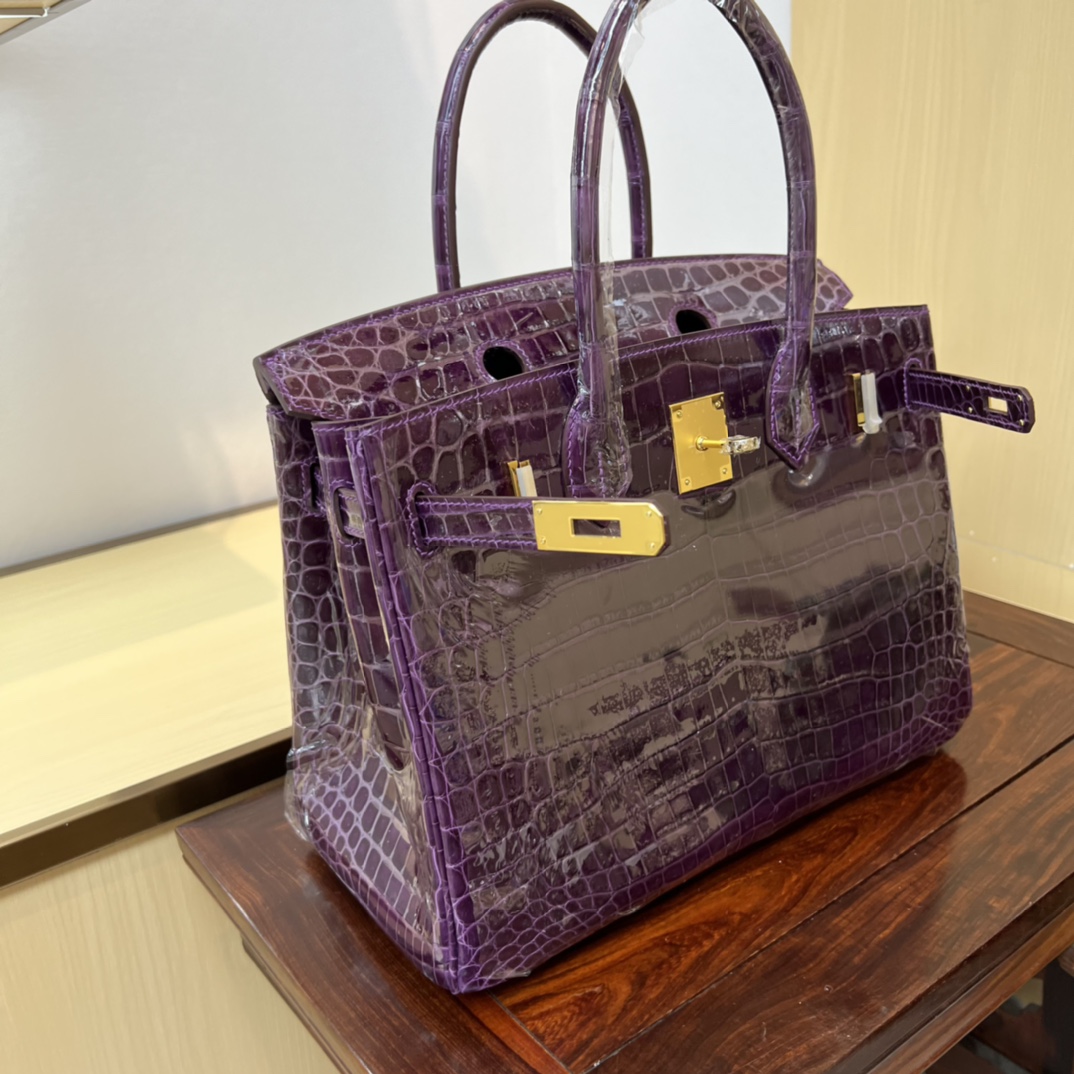 Bagsaaa H**me5 Birkin 30 Purple Birkin Crocodile