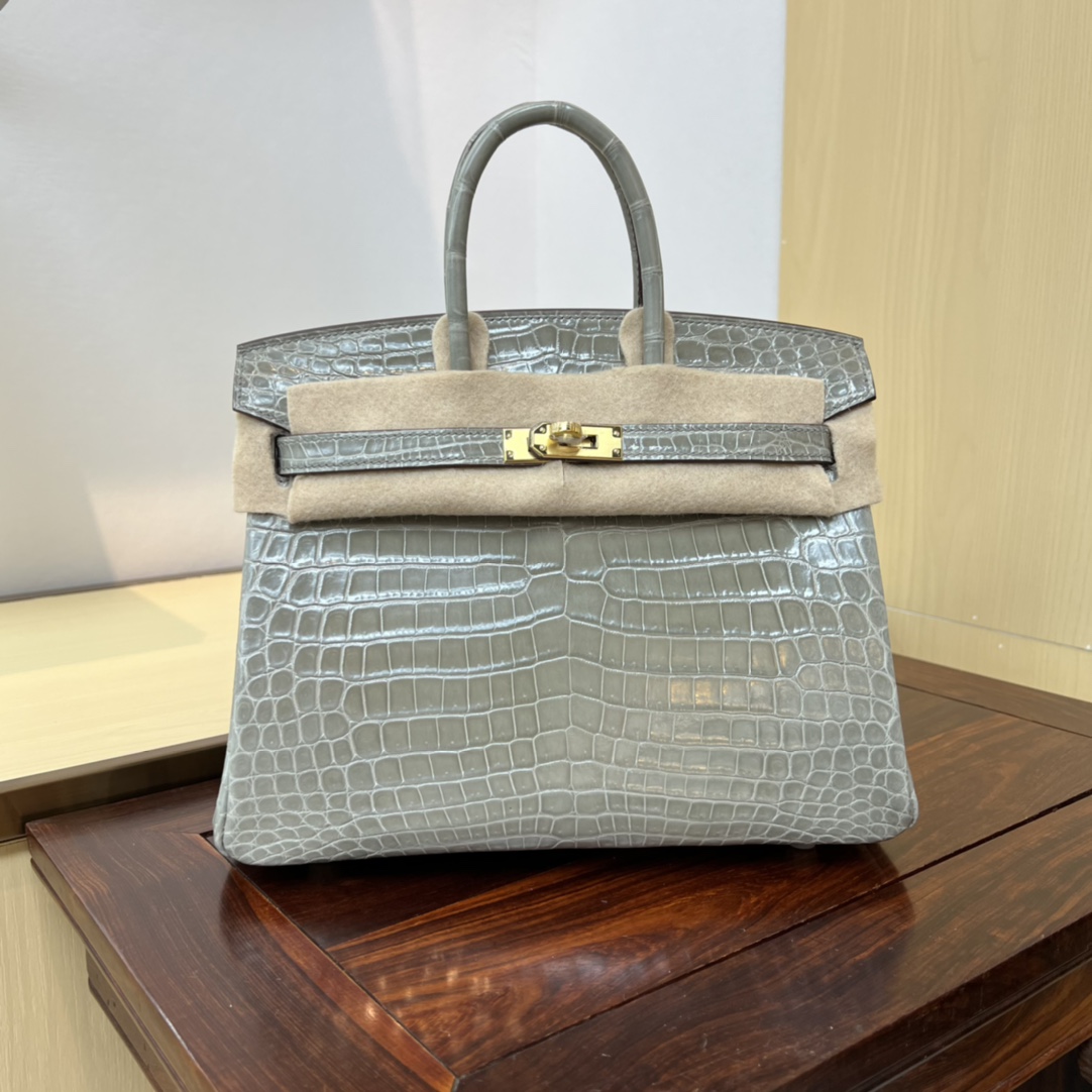 Bagsaaa H**me5 Birkin 25 Grey Birkin Crocodile
