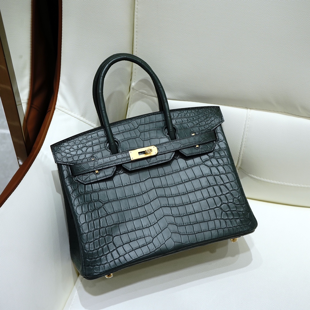 Bagsaaa H**me5 Birkin 30 Matte Black Crocodile