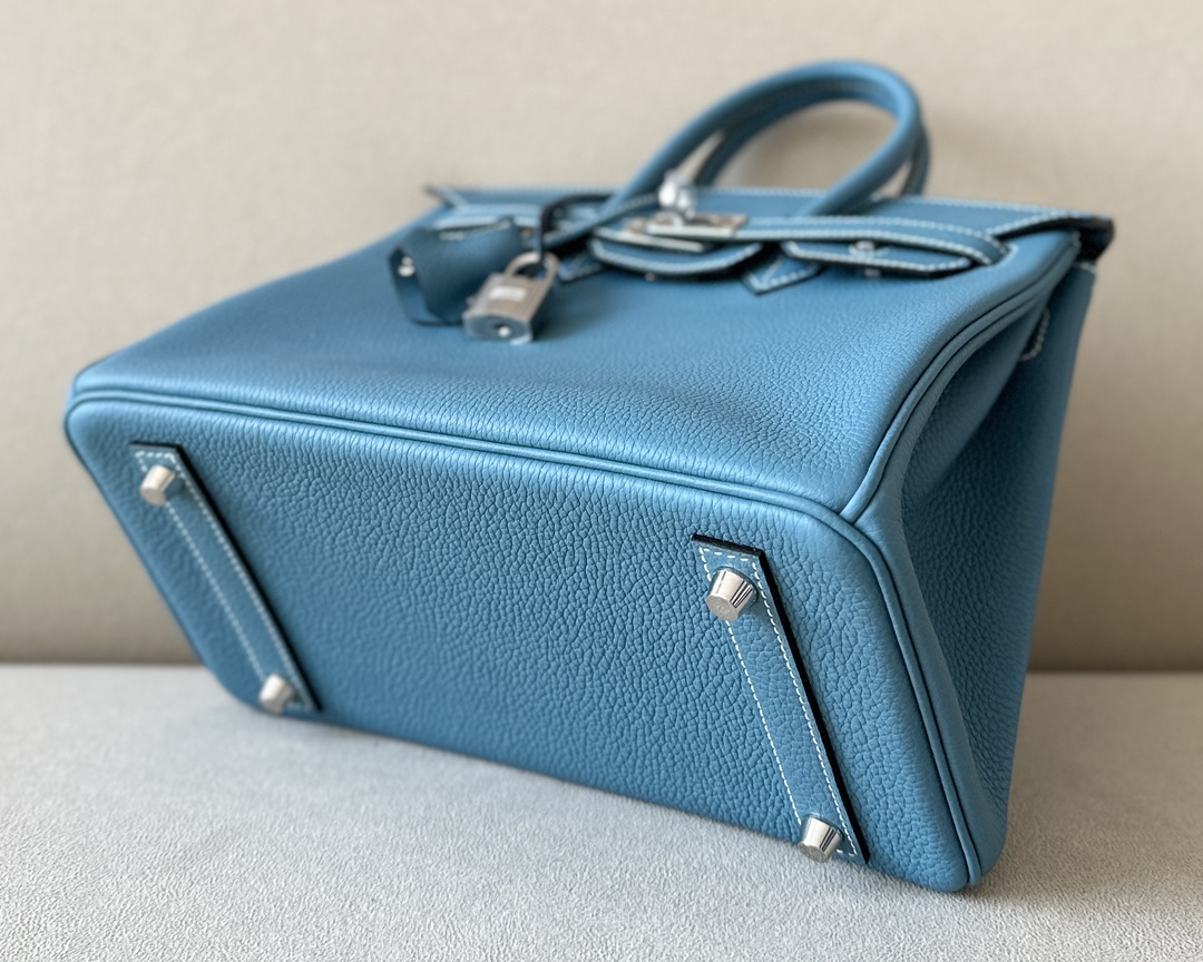 Bagsaaa H**me5 Birkin 25 in Togo Leather with Silver Hardware Blue
