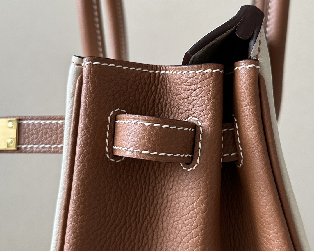 Bagsaaa H**me5 Birkin 25 in Togo Leather Brown and White