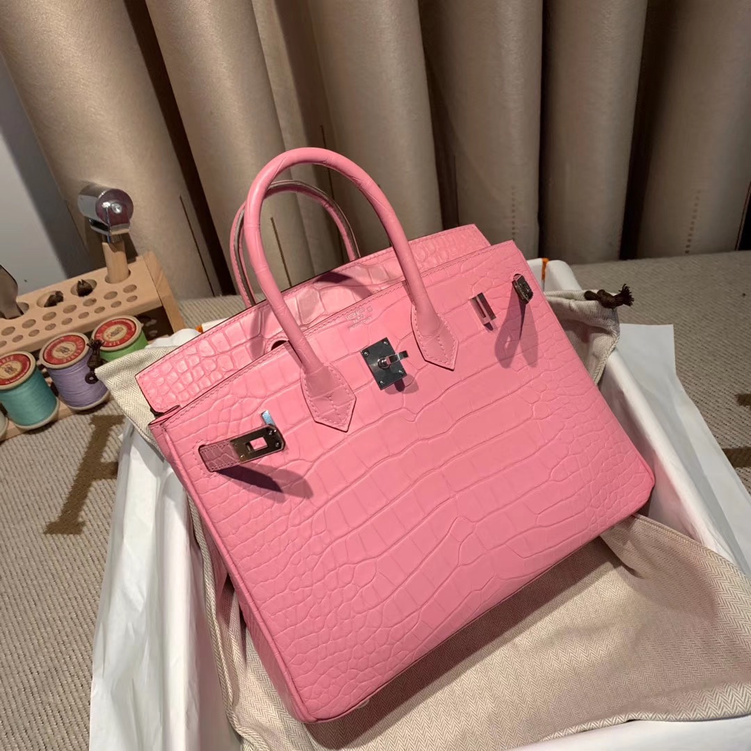 Bagsaaa H**me5 Birkin 25 Matte Pink Crocodile