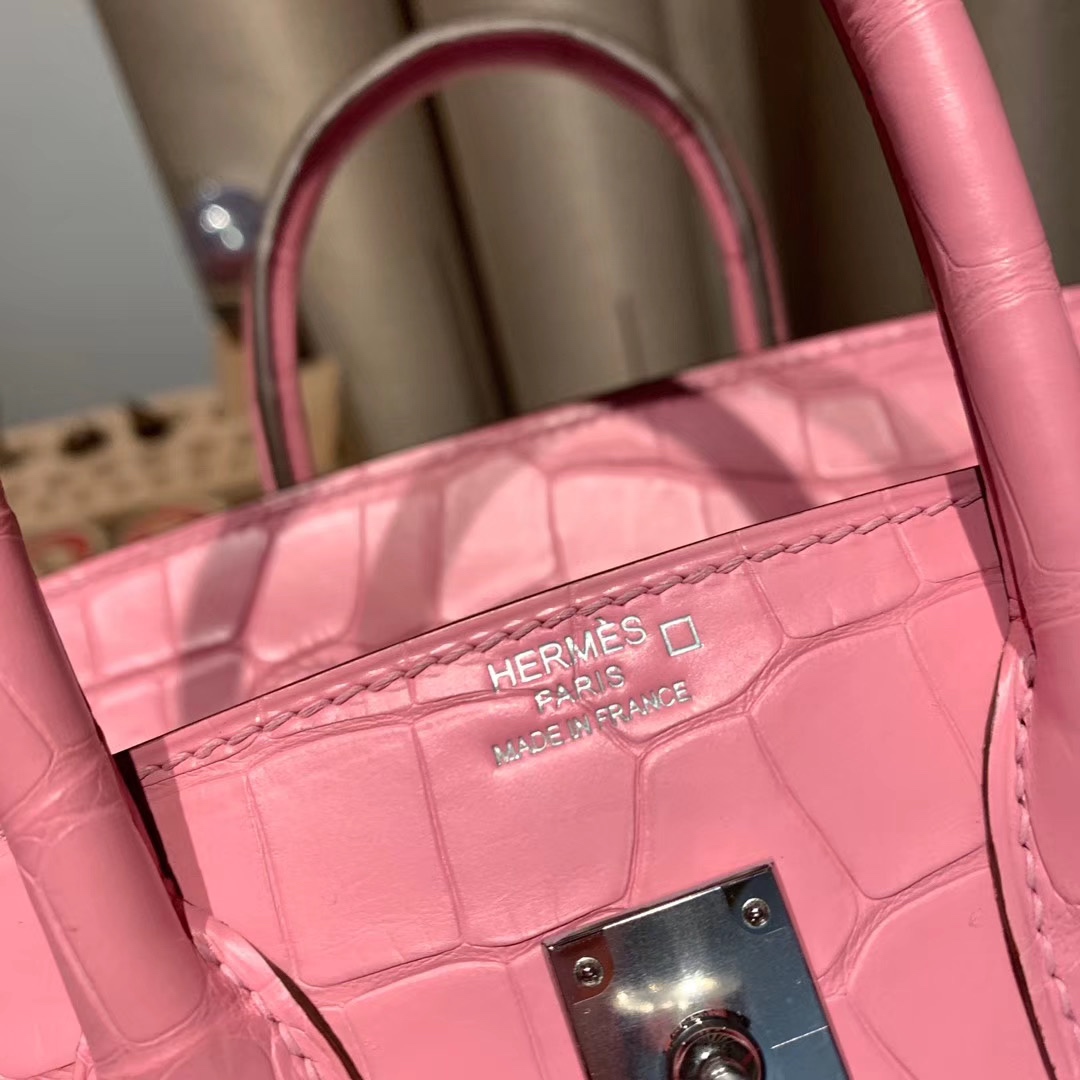 Bagsaaa H**me5 Birkin 25 Matte Pink Crocodile