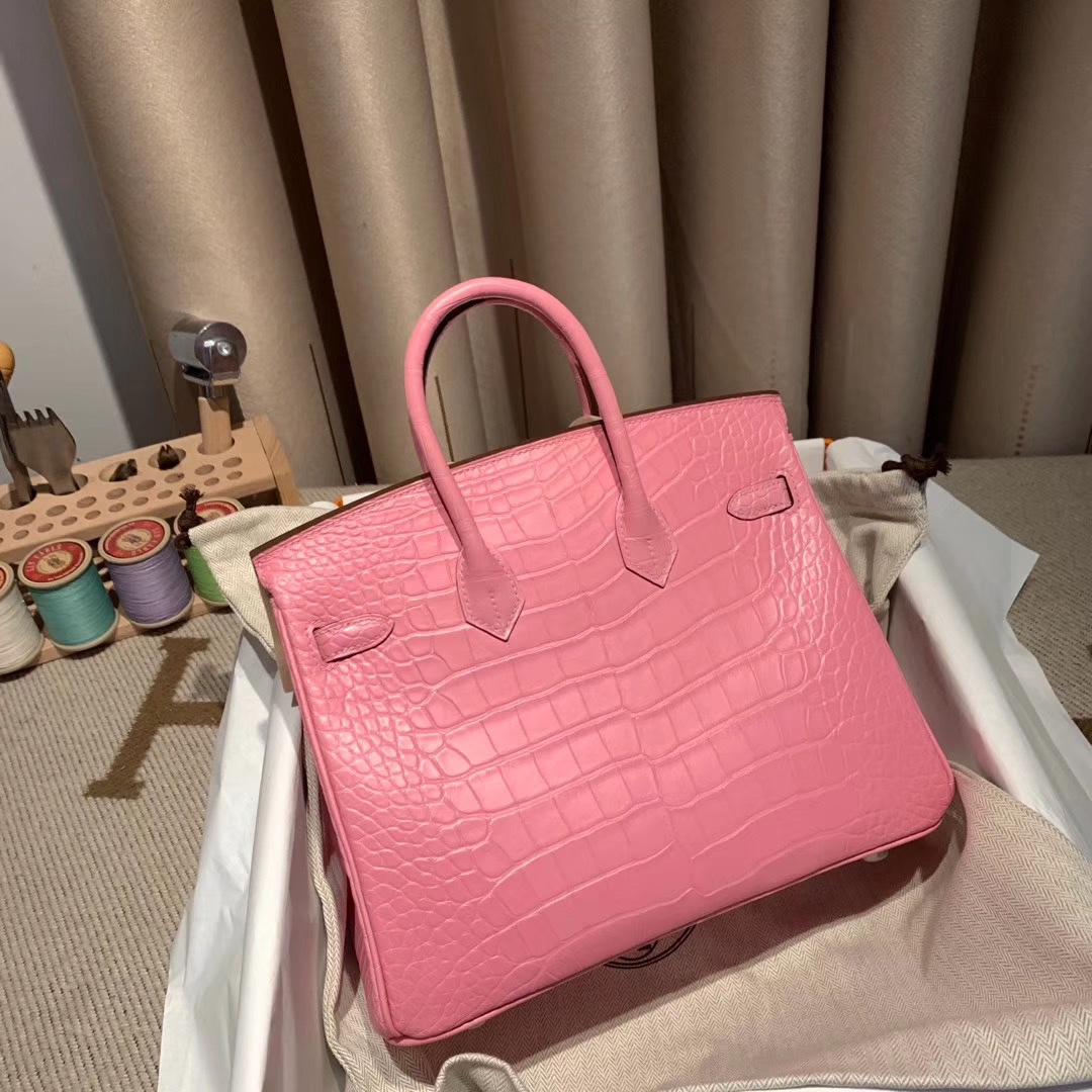 Bagsaaa H**me5 Birkin 25 Matte Pink Crocodile