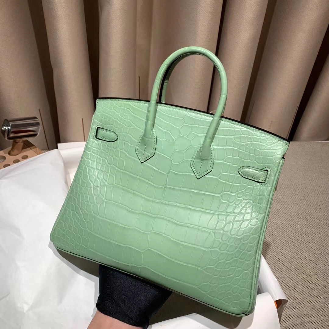 Bagsaaa H**me5 Birkin 25 Matte Green Crocodile