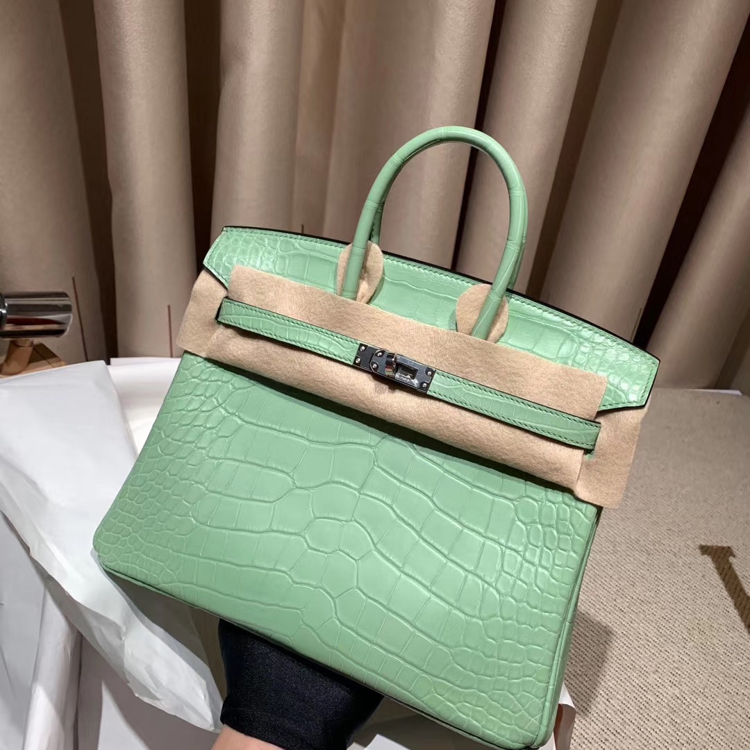Bagsaaa H**me5 Birkin 25 Matte Green Crocodile