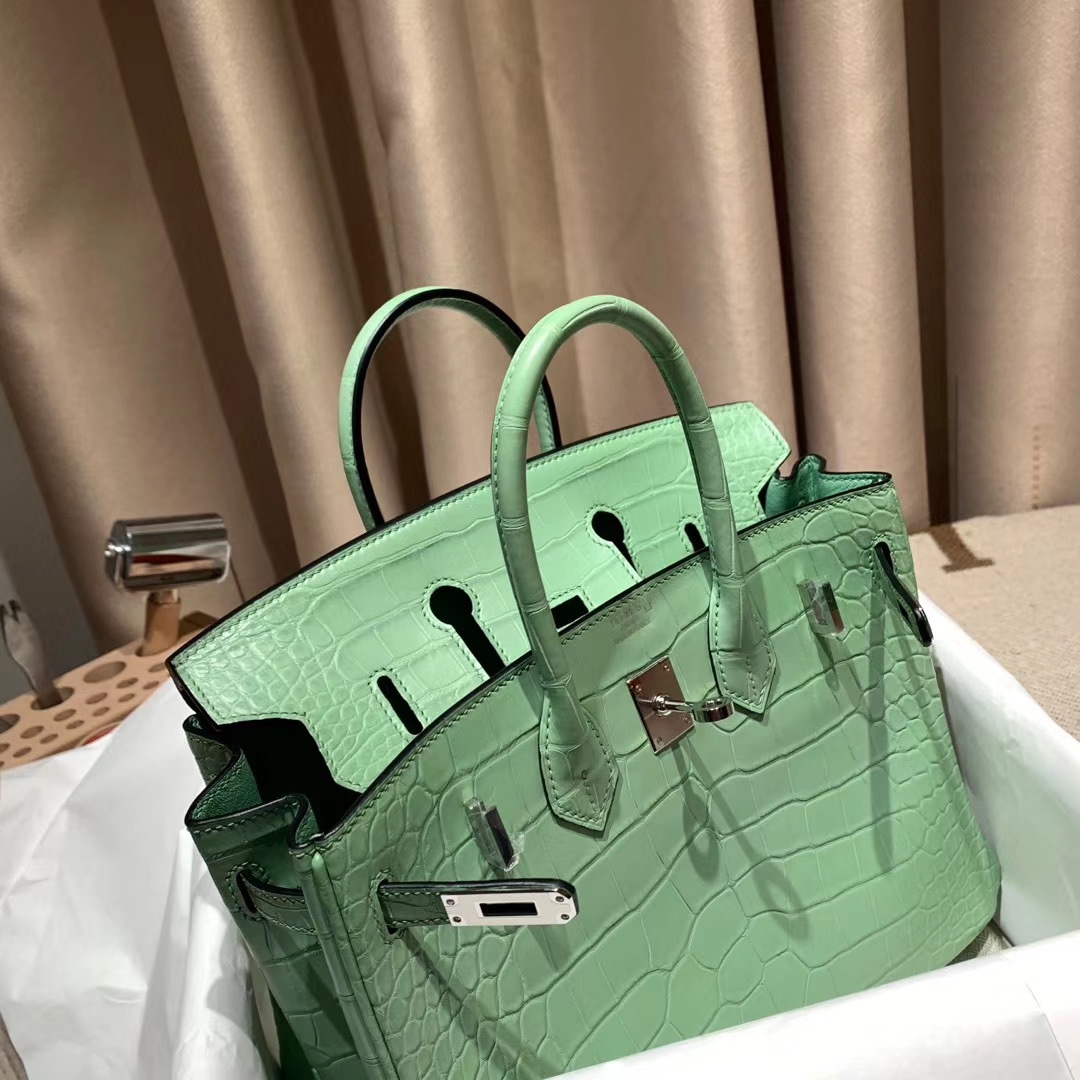 Bagsaaa H**me5 Birkin 25 Matte Green Crocodile