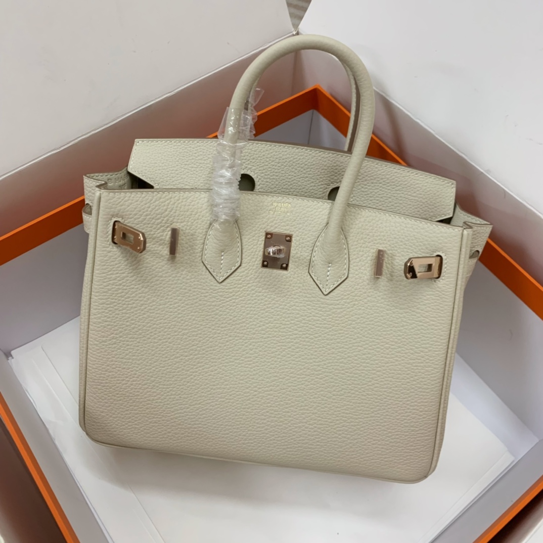 Bagsaaa H**me5 Birkin 25 in Togo Leather Off White color