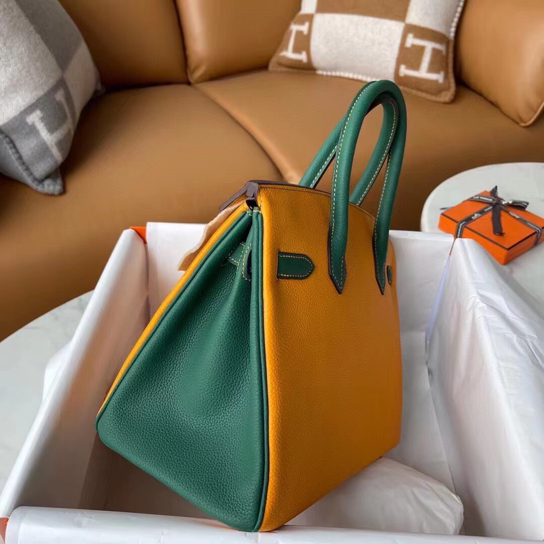 Bagsaaa H**me5 Birkin 30 in Togo Leather Yellow and Green