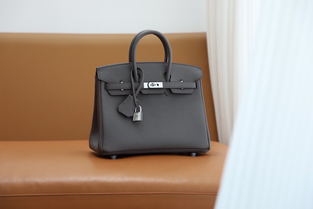 Bagsaaa H**me5 Birkin 25 in Togo Leather Dark Grey