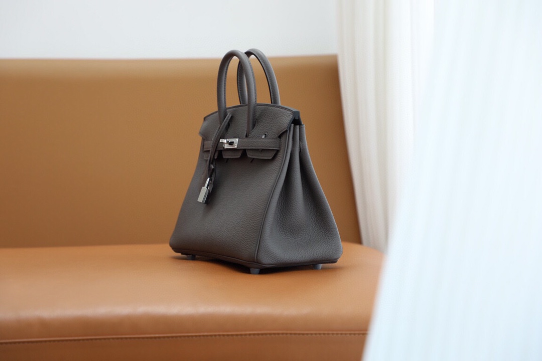 Bagsaaa H**me5 Birkin 25 in Togo Leather Dark Grey