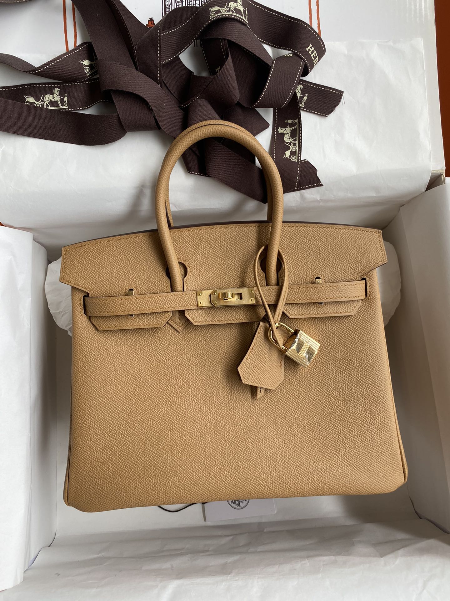 Bagsaaa H**me5 Birkin 25 Epsom Leather Light Brown