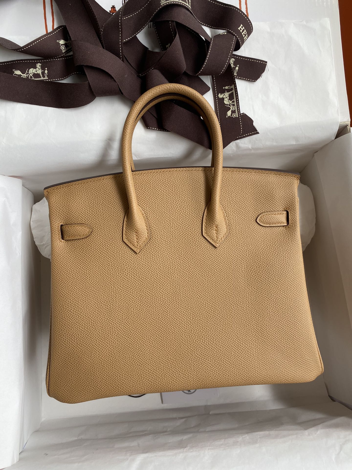 Bagsaaa H**me5 Birkin 25 Epsom Leather Light Brown