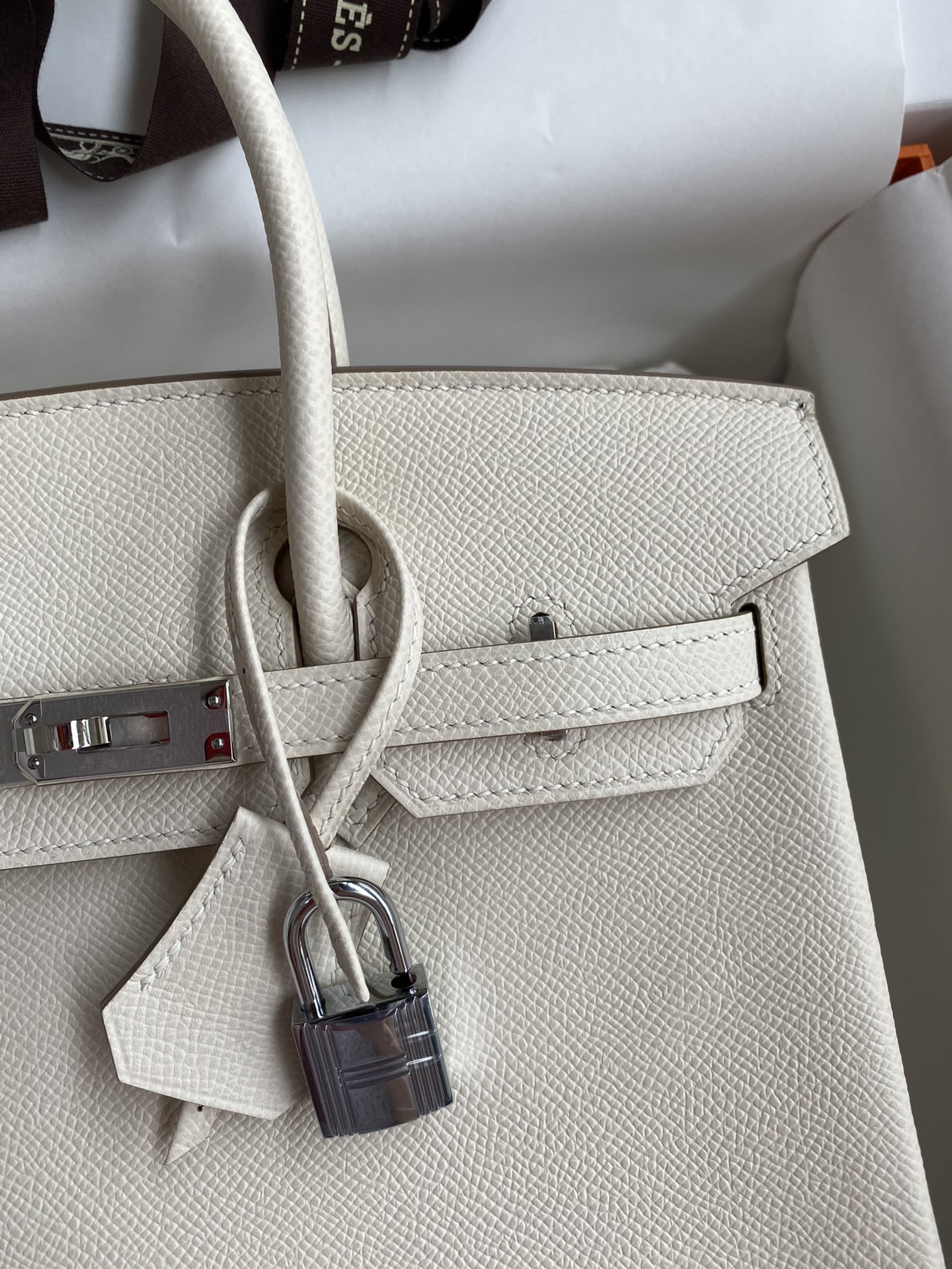 Bagsaaa H**me5 Birkin 25 Epsom Leather Off White
