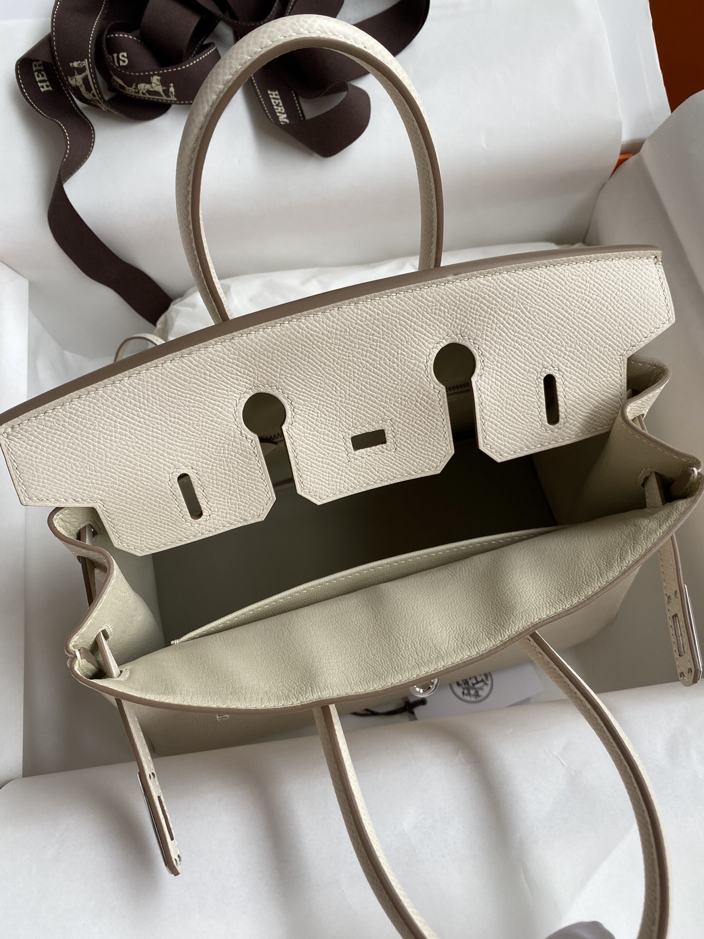 Bagsaaa H**me5 Birkin 25 Epsom Leather Off White