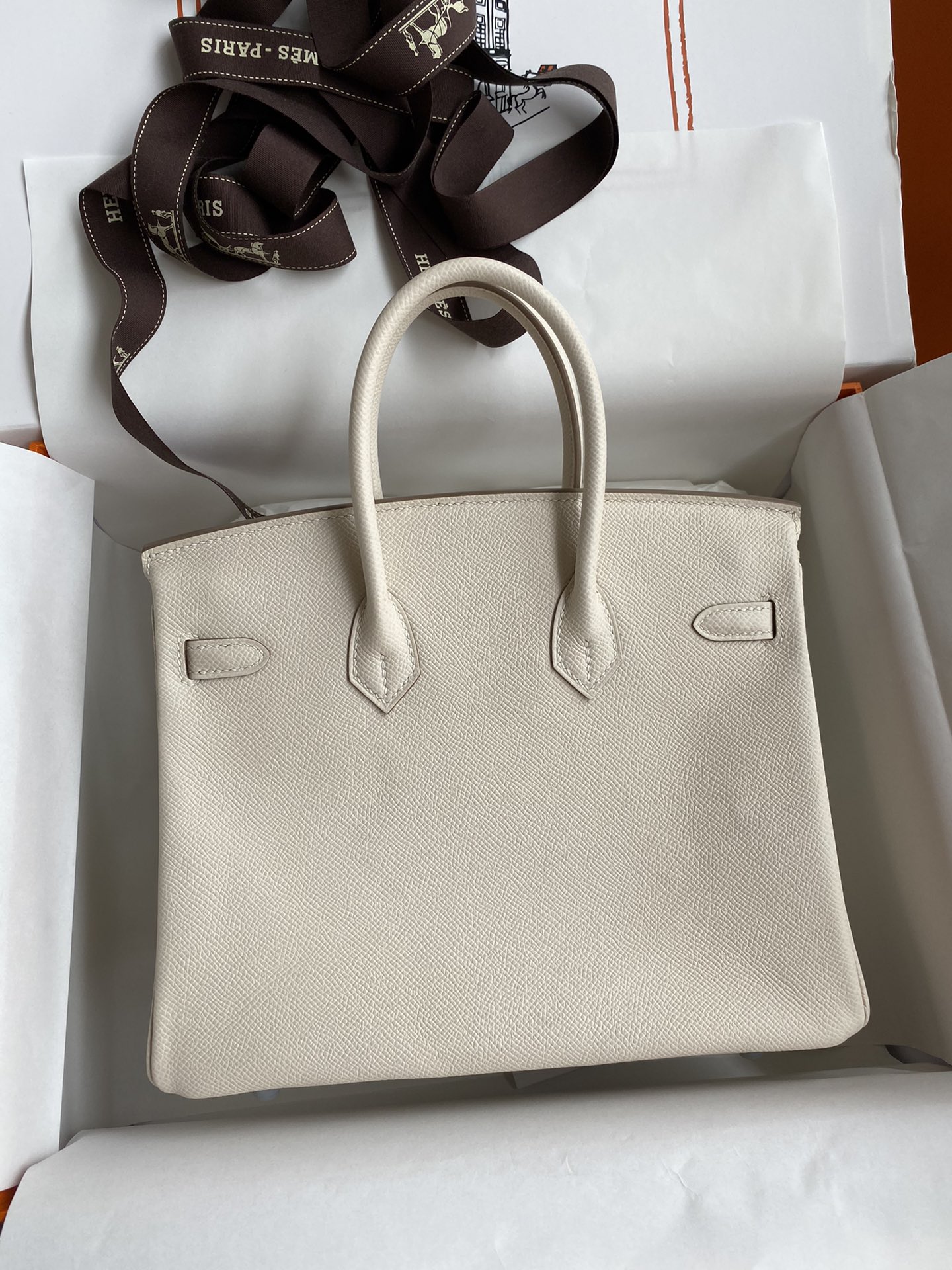 Bagsaaa H**me5 Birkin 25 Epsom Leather Off White