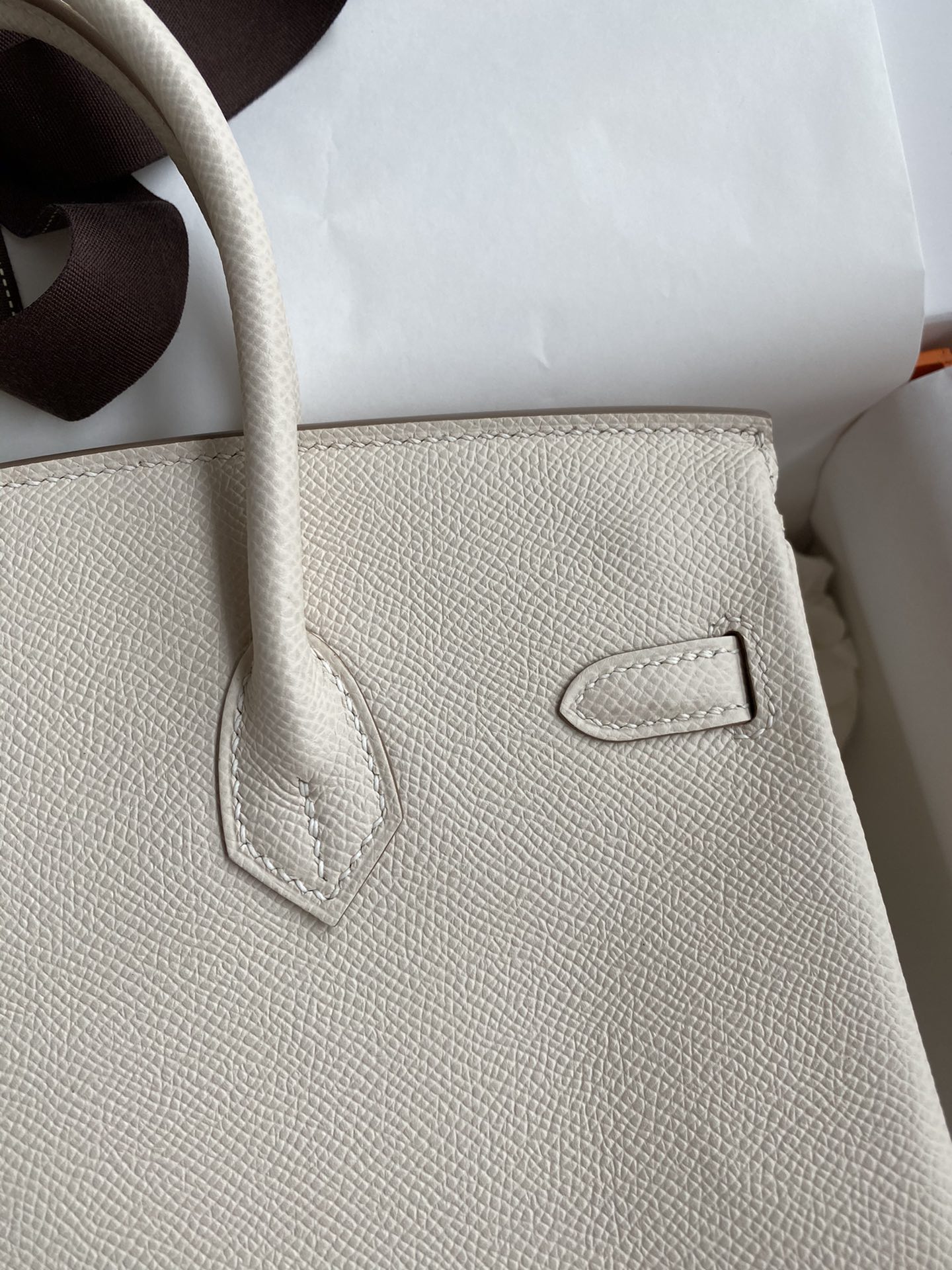 Bagsaaa H**me5 Birkin 25 Epsom Leather Off White