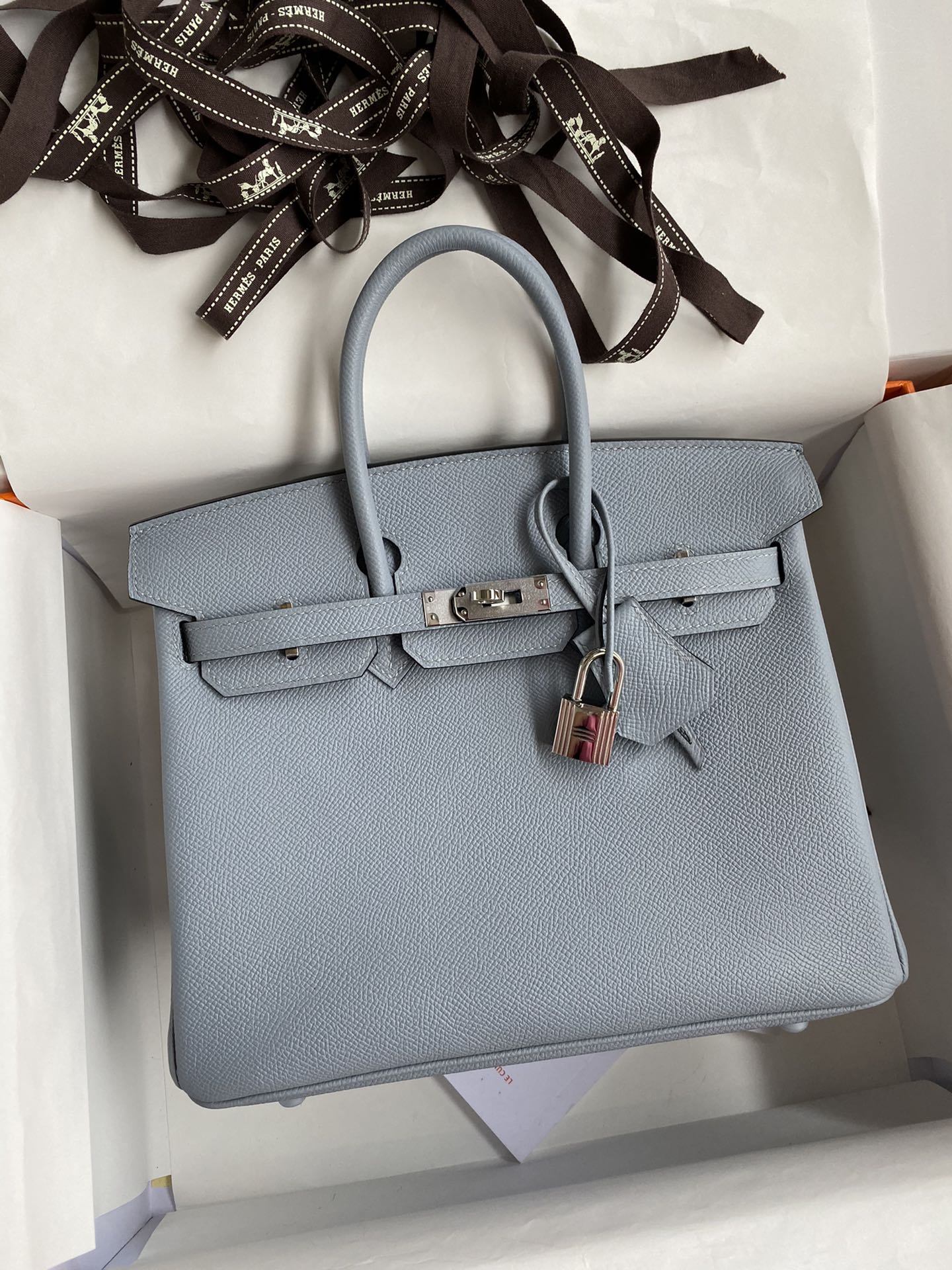 Bagsaaa H**me5 Birkin 25 Epsom Leather Light Blue
