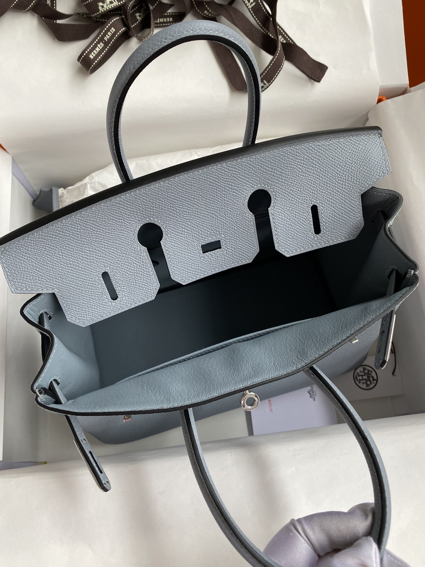 Bagsaaa H**me5 Birkin 25 Epsom Leather Light Blue