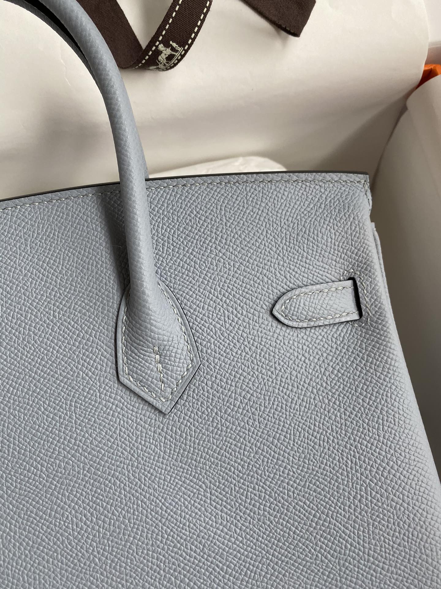 Bagsaaa H**me5 Birkin 25 Epsom Leather Light Blue