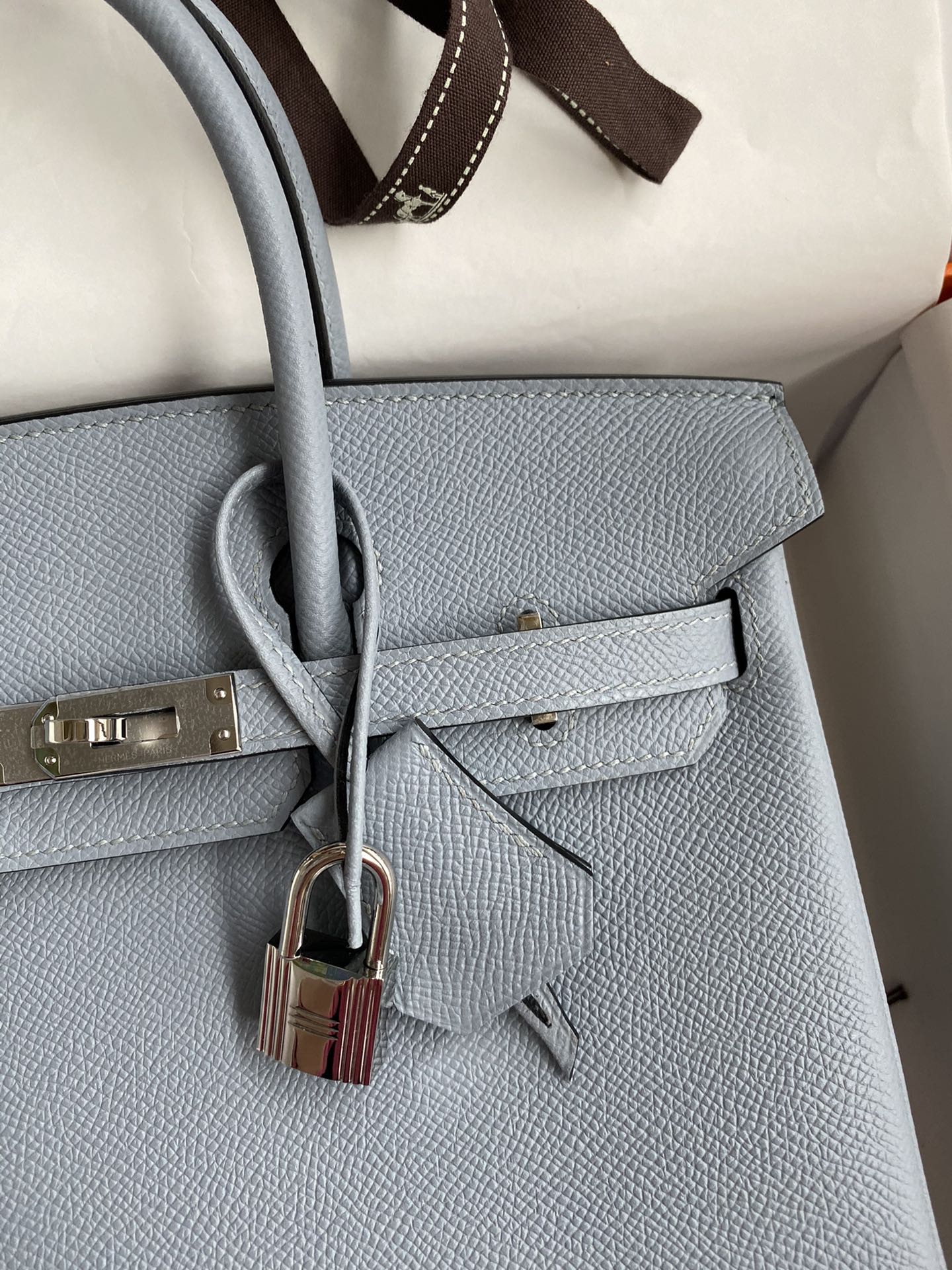 Bagsaaa H**me5 Birkin 25 Epsom Leather Light Blue