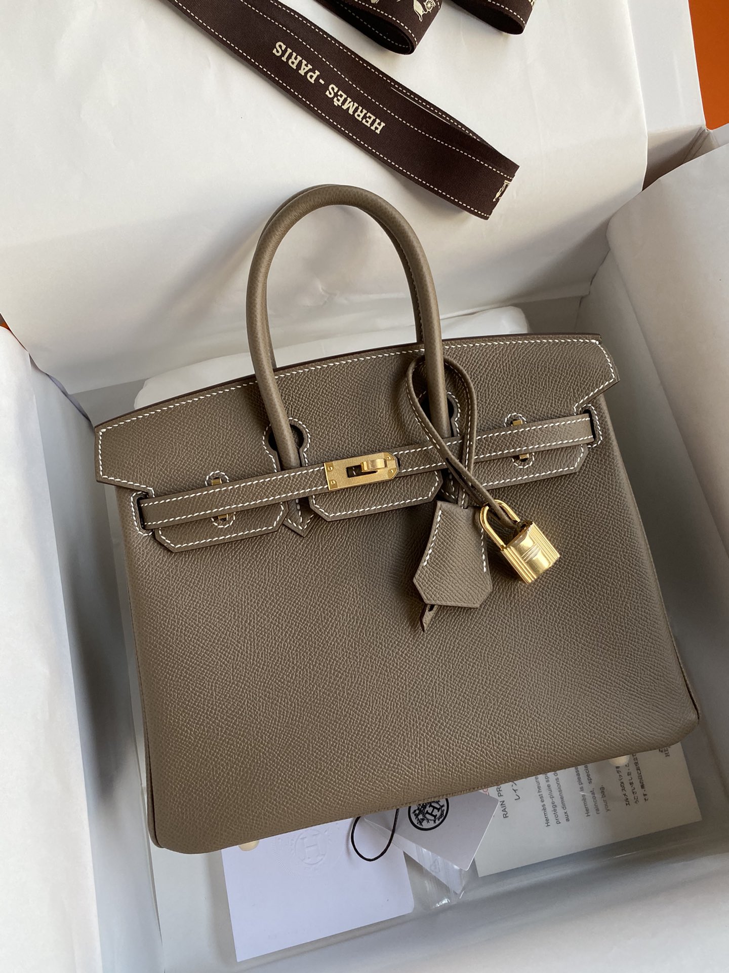Bagsaaa H**me5 Birkin 25 Epsom Leather Taupe