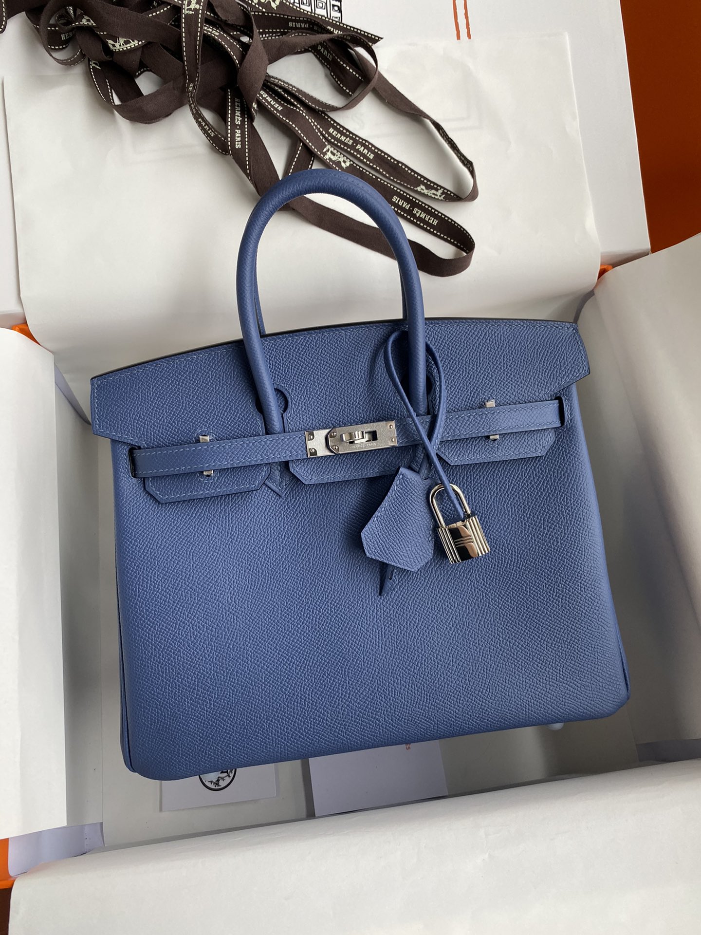Bagsaaa H**me5 Birkin 25 Epsom Leather Blue