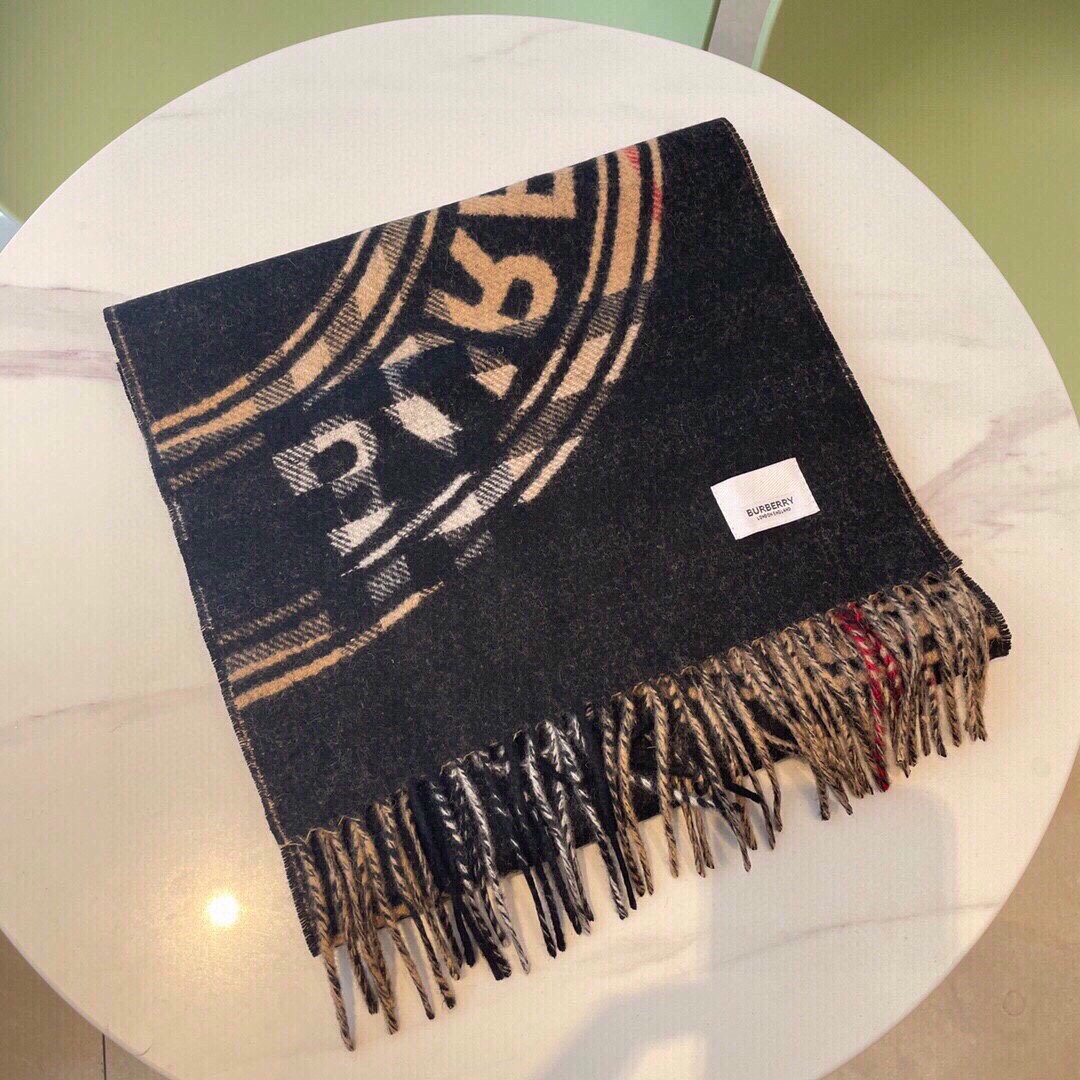 Bagsaaa Bv*b*rry Plaid Cashmere Fringed Scarf Beige 30*168cm